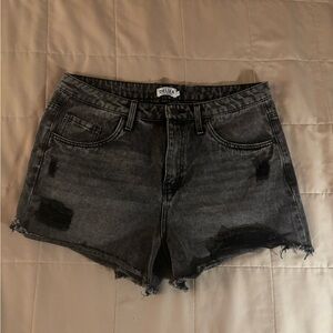 Refuge Charcoal Distressed Jean Shorts